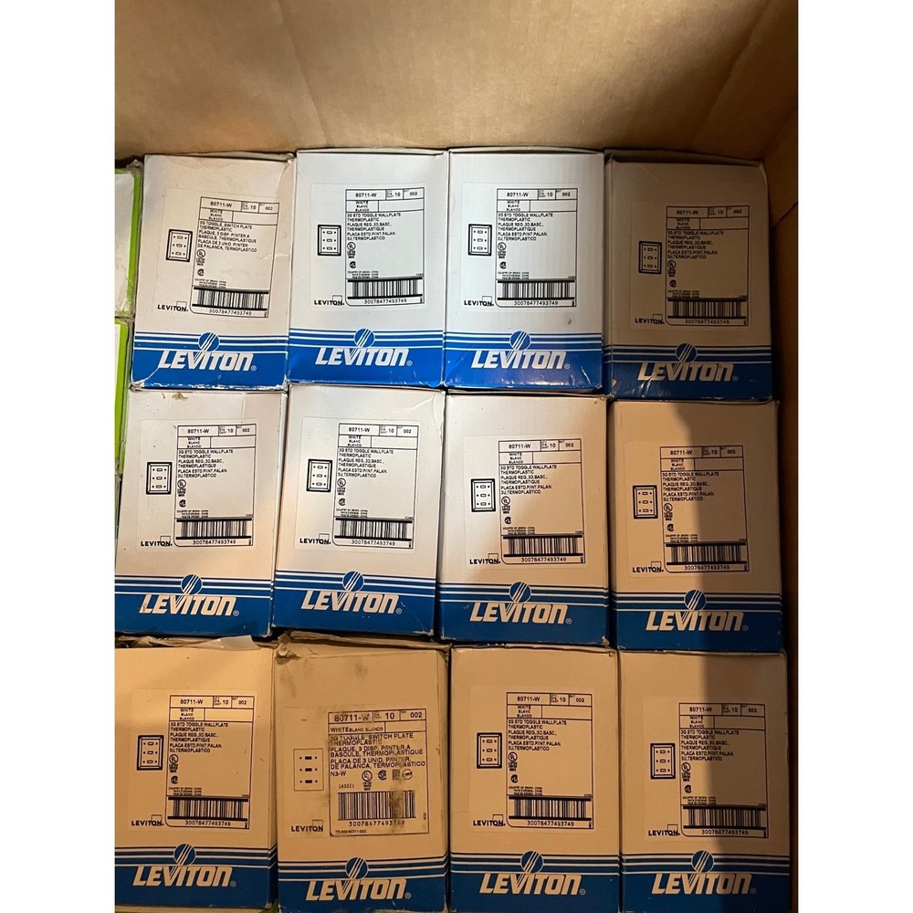 Leviton 80711-W 3-Gang Toggle Switch Wallplate White Bulk 100pk (10 Boxes of 10)